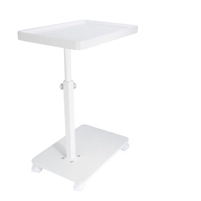 YYW Adjustable C-Shaped End Table with Removable Wheels & Convertible Base - 360° Swivel Height-Adjustable (17.7"-31.5") Sofa/Bedside Table, Minimalist Solid Colors for Modern Spaces (White) | Removable Wheels, 360° Swivel, Convertible Base, Minimalist So