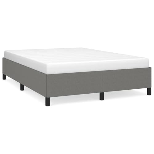 Dark Grey Upholstered Full Bed Frame 55.1 x 76 in Modern Fabric Headboard Platform with Plywood & Engineered Wood Base for Bedroom Furniture Sets - color: Grey-b, size: Full