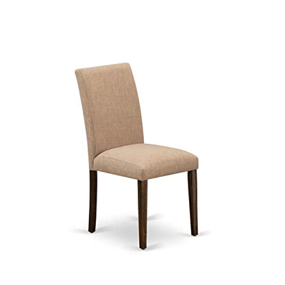 East West Furniture ABP7T47 Abbott Parson Kitchen Chairs - Light Sable Linen Fabric Padded Dining Chairs, Set of 2, Jacobean - color: Abp7t47