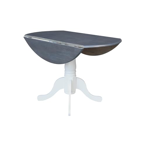 International Concepts Inch Dual 42 Drop Leaf Dining Table, White/Heather Gray - color: White/Heather Gray