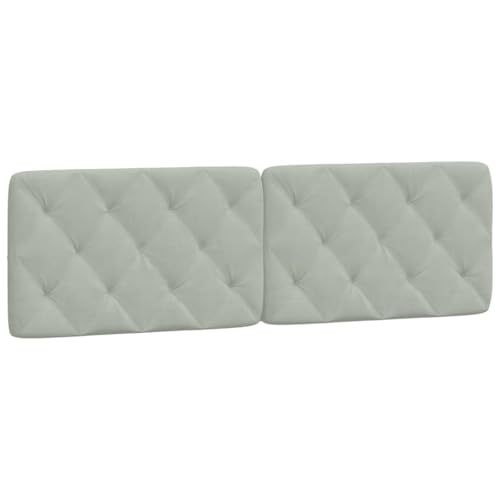 Headboard Cushion Wall Mounted Upholstered Backrest, 61 Inch Light Grey Velvet Headboard for Queen Bed, Geometric Pattern Support Pillow with Removable Washable Cover
