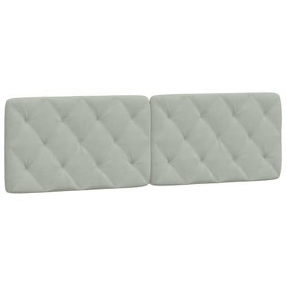 Headboard Cushion Wall Mounted Upholstered Backrest, 61 Inch Light Grey Velvet Headboard for Queen Bed, Geometric Pattern Support Pillow with Removable Washable Cover