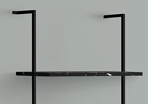 Monarch Specialties I 3684 Bookshelf, Bookcase, Etagere, Ladder, 5 Tier, 72" H, Office, Bedroom, Metal, Laminate, Black Marble Look, Black, Contemporary, Modern