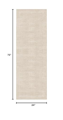Nakagishi Neutral 2x6 Runner Rug Non Slip Carpet Washable, Beige | Pet & Kid Friendly, Machine Washable, Soft, Stain Resistant, Low Pile Rugs for Kitchen Hallway Daily Vintage Home Decor - color: Beige, size: 2' x 6' (Runner)