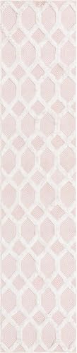 Rugs.com - Sabrina Soto Casa Rug – 12 Ft Runner Pink Textured Cotton Rug – Modern Geometric Style for Hallways and Entryways - color: Pink, size: 2'7" x 12' (Runner)