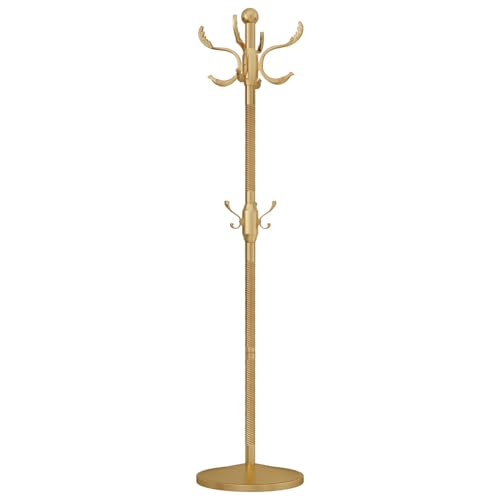 Metal Coat Rack Stand Coat Rack Freestanding with 12 Hooks,Gold | Sturdy Heavy Duty Modern Coats Tree for Bags Clothes Hall Tree Hats Hanger Holder Stand for Entryway Bedroom Hallway Office - color: Gold with 12 Hooks