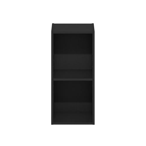 Pemberly Row 2-Tier Storage Shelf Bookcase, 10-Inch Width, Durable Composite Wood in Blackwood Finish, Adjustable Shelves, Compact Design for Small Spaces, Home or Office Use
