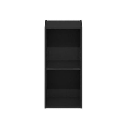 Pemberly Row 2-Tier Storage Shelf Bookcase, 10-Inch Width, Durable Composite Wood in Blackwood Finish, Adjustable Shelves, Compact Design for Small Spaces, Home or Office Use