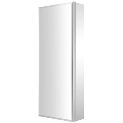 Medicine Cabinet Mirror 12"W x 30"H, Bathroom Beveled Edge Mirror Cabinet | Medicine Cabinets with Adjustable Glass Shelves, Soft-Closed Hinge, Chrome Aluminum Frame, Reverse Installation - size: 12" x 30"(Beveled)