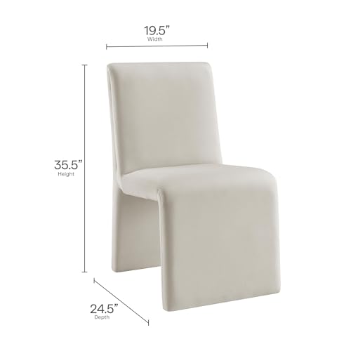 Modway Emory Upholstered Dining Side Chair in Alabaster - Single Armless Slipper Chair - Padded Performance Velvet Accent for Dining Room, Kitchen - color: Alabaster