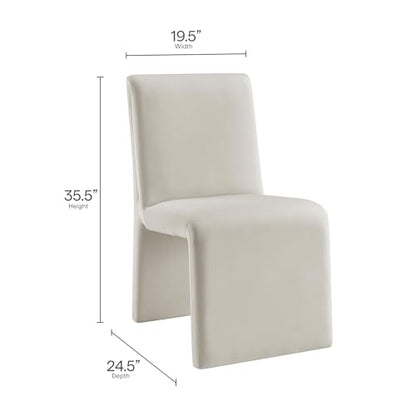 Modway Emory Upholstered Dining Side Chair in Alabaster - Single Armless Slipper Chair - Padded Performance Velvet Accent for Dining Room, Kitchen - color: Alabaster