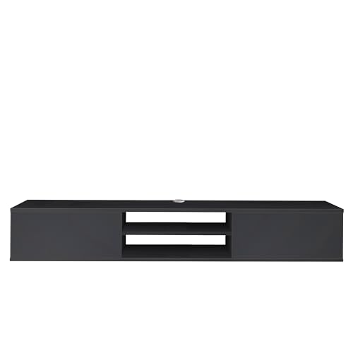 Grey Floating TV Stand Under TV Shelf, Wall Mounted Shelf, Modern Floating Entertainment Center, 71" Large Storage Media Console Wall Unit for Living Room,Bedroom (Gray) - color: Grey