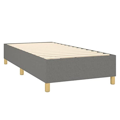 Twin XL Bed Frame with Box Spring, Upholstered Fabric Platform Base, Sturdy Plywood Slats, Dark Gray, Modern Bedroom Furniture for Dorms and Guest Rooms - size: Twin XL