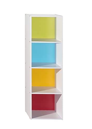 HODEDAH IMPORT Bookcase - color: Rainbow, size: 4-Shelf