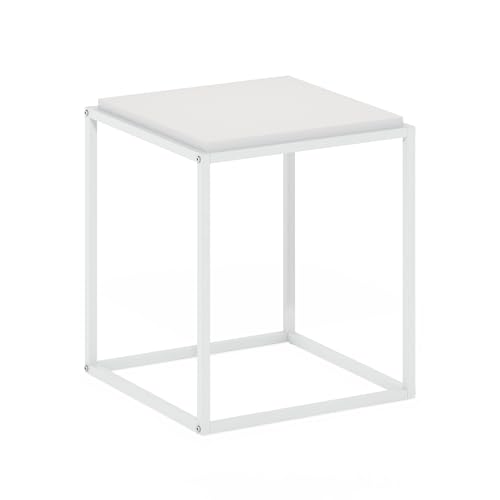 1-Tier Stackable Metal Frame End Table, Toolless Assembly Night Stand, Bedside Table, Side Table, for Bedroom, Living Room, Solid White - color: Solid White/White