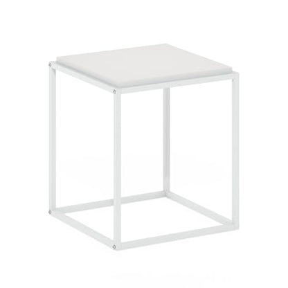 1-Tier Stackable Metal Frame End Table, Toolless Assembly Night Stand, Bedside Table, Side Table, for Bedroom, Living Room, Solid White - color: Solid White/White