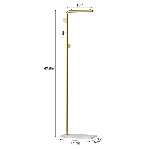 Coat Rack Stand, Gold Clothing Rack Freestanding with Satin Steel Finish and Natural Stable Marble Base, for Coats, Hats, Scarves, Clothes, and Handbags be Applicable Home Bedroom Hotel Hall - color: Gold Coat Stand