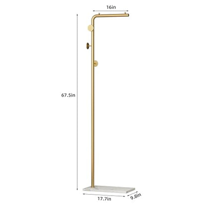 Coat Rack Stand, Gold Clothing Rack Freestanding with Satin Steel Finish and Natural Stable Marble Base, for Coats, Hats, Scarves, Clothes, and Handbags be Applicable Home Bedroom Hotel Hall - color: Gold Coat Stand