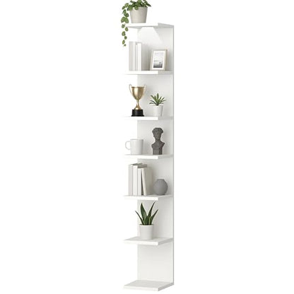 Wall shelf unit, 11 3/4x74 3/4,Use fixing devices suitable for the walls in your home. (White with LED Light) - color: White With Led Light