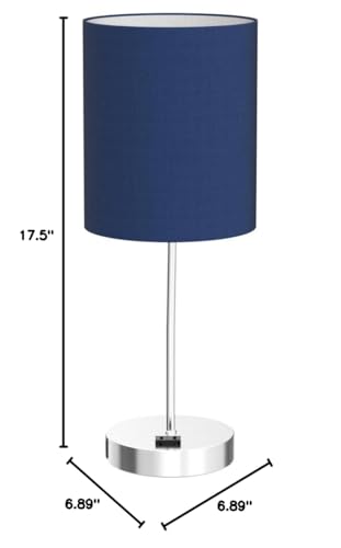 Set of 2 Touch Control Table Lamps with 2 USB & AC Outlet, 3-Way Dimmable Bedside Nightstand Lamps for Bedroom Living Room Nursery, 800 Lumens 5000K Daylight Bulbs Included - color: (2 Pack)Navy & Brushed Nickel(Base)-5000K Bulbs Included