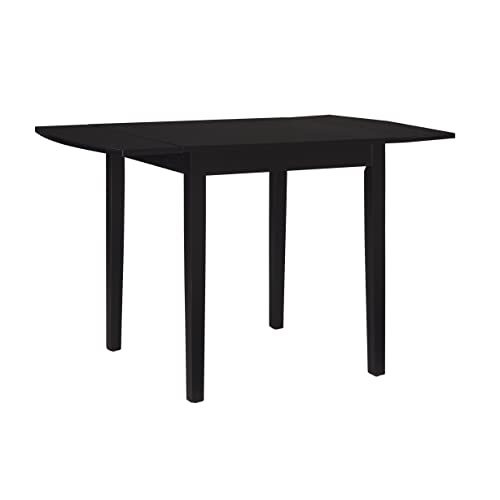 Linon Torino Black Wood 30" Square Drop Leaf Table - 30" X 48" Fully Extended - color: Black