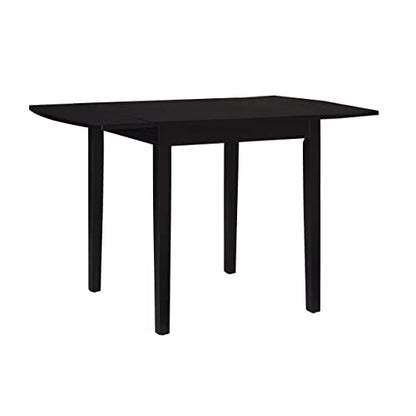 Linon Torino Black Wood 30" Square Drop Leaf Table - 30" X 48" Fully Extended - color: Black