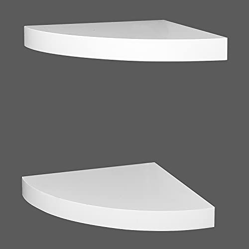 ZGZD Corner Shelf Invisible Wall Mounted Shelves Radial Shape Perfect for Bedroom Bathroom Living Room Kitchen Set of 2 White - size: Arc edge
