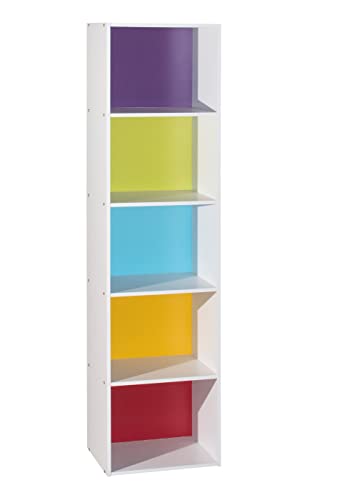 HODEDAH IMPORT Bookcase - color: Rainbow, size: 5-Shelf