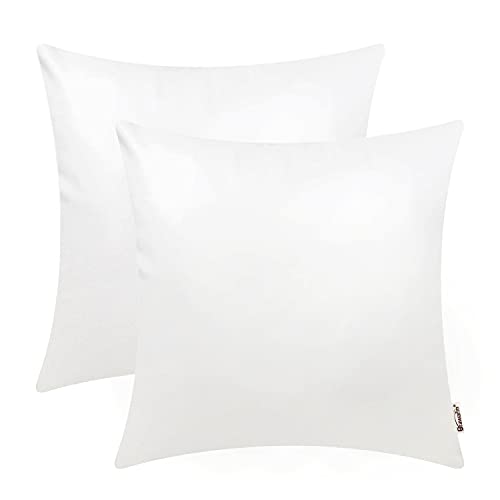 BRAWARM Faux Leather Throw Pillow Covers 16 X 16 Inches - White Leather Pilow Covers Pack of 2, Solid Dyed Leather Pillowcases for Couch Bed Sofa Garden Home Decorative - color: White, size: 16" x 16" (Pack of 2)