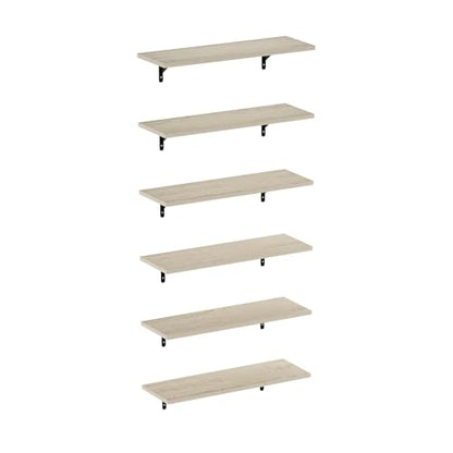 Furinno Rossi Floating Shelves for Wall Set of 6, 23-Inch Wall Shelf, Floating Shelf, Wall Mounted Shelves, for Bathroom, Bedroom, Living Room, Metropolitan Pine - color: Metropolitan Pine