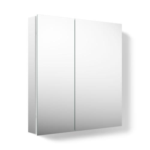 Kohler 55063-NA Embark Slim Medicine Cabinet Mirror, Adjustable Shelves with Mirrored Doors, 25 in. W x 26 in. H - size: 25 in. x 26 in., style: Flat Edge