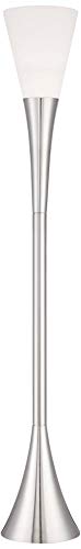 Piazza 72 1/2" Tall Brushed Nickel Modern Torchiere Floor Lamp | Chic Standing Silver Flared Base Frosted White Glass Shade Decor for Living Room Reading House Bedroom Office - color: Silver Brushed Nickel