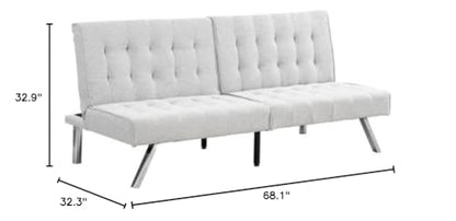 anwickjeff Futon Sofa Bed, Modern Convertible Armless Sleeper Couch Loveseat Sofa Sleeper Daybed for Studio, Apartment, Office, Small Space, Compact Living Room,68.1”x 32.9”x 32.3” (White) - color: White