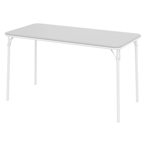 IDEALHOUSE 4 Feet Folding Table, Protable Foldable Card Table, Gray | Metal Legs Support, Upholstered PU Leather Tabletop, Heavy Duty, No Assembly Required, Perfet for Indoor and Outdoor - color: Grey