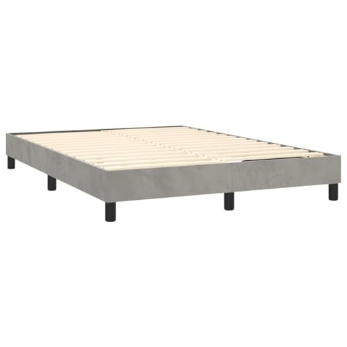 Queen Size Upholstered Bed Frame, Modern Velvet Platform Bed with 9.8 Inch Clearance, Sturdy Engineered Wood Base, Light Gray - color: Light Gray, size: Queen & 9.8"