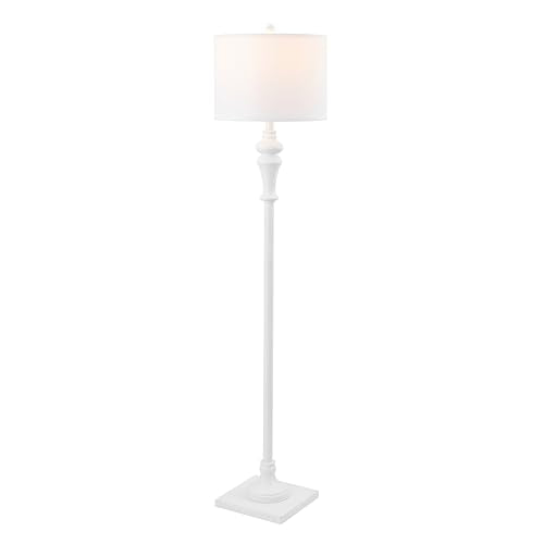 SAFAVIEH Lighting - Norla 61-Inch Standing Floor Lamp - White - Fabric Drum Shade - Traditional Slim-Pole Design - Ideal for Living Room, Bedroom, Home Office - LED Bulb Included (FLL4082B) - color: White