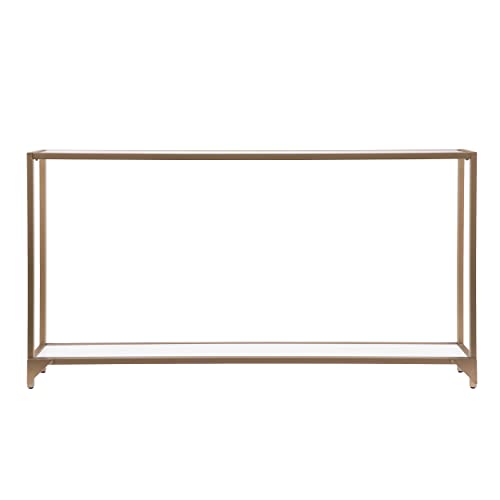 SEI Furniture Bergen 56 inches Long Narrow Metal Console Table, Open Concept Living Space, Glam Style Painted Iron, Gold - color: Gold