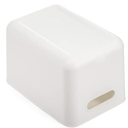 Lawei 4 Pack Plastic Storage Bins with Lid, White Stackable Storage Basket Organizer Box, Sturdy Containers Organizing Lidded Bins for Shelves, Cabinet, Desk, Pantry, Bedroom, Book, Toys