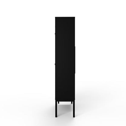 Shoe Cabinet, Shoe Storage Organizer Cabinet with 2 Flip Wavy Line Drawers, Freestanding Shoe Rack with Adjustable Shelf for Entryway（Black） - color: Wavy Line-black