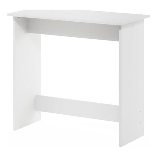 Pemberly Row White Study Table, 31.3 x 15.4 x 29.8 in, Engineered Wood, Compact Minimalist Design, Rounded Edges, Spacious Legroom, Ideal for Dorm Rooms, Small Bedrooms, Living Room or Workspaces