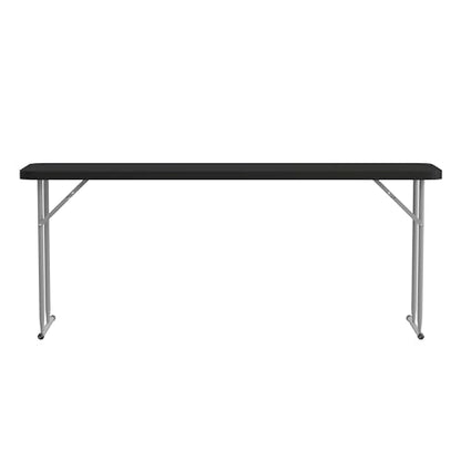 EMMA + OLIVER 6-Foot Black Plastic Folding Table | Lightweight, Easy Storage, Event and Banquet Table - color: Black