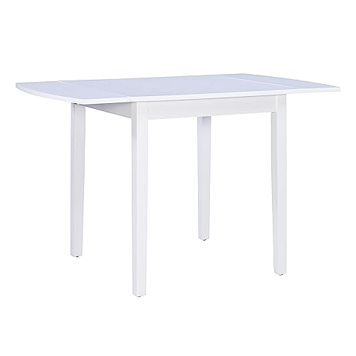 Torino Three Piece Drop Leaf Dining Set in White with Beige Upholstered Seats by Linon - color: White Set
