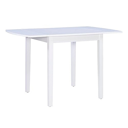Torino Three Piece Drop Leaf Dining Set in White with Beige Upholstered Seats by Linon - color: White Set