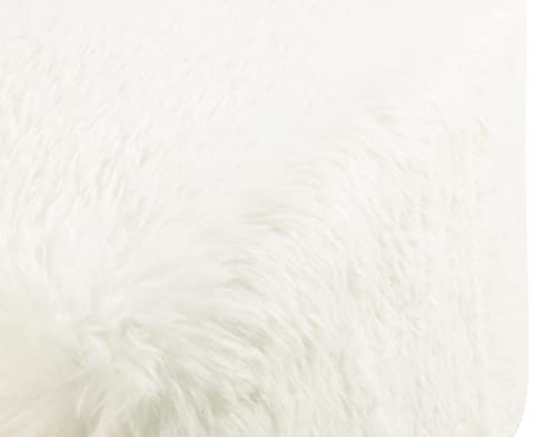 HomePop 16" Cube Ottoman - White Faux Fur - color: White Faux Fur