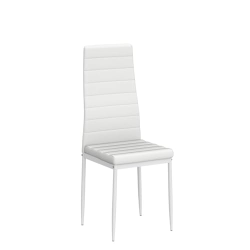 Karl home White Dining Chairs Set of 6, PU Leather & High Back | Kitchen chairs with padded seats & foot cap protection for dining kitchen living room,300lbs capacity,space-saving - color: White, size: Set of 6