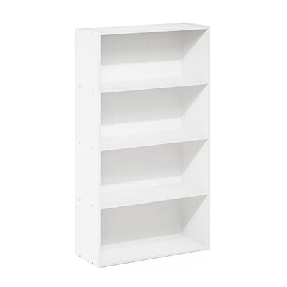 Furinno PASIR Book Shelf, 4-Tier Bookshelf, Bookcase with Open Shelf, 9.4 x 23.6 x 41.7, for Living Room, Bedroom, Home Office, Plain White - color: Plain White, size: 4-Tier