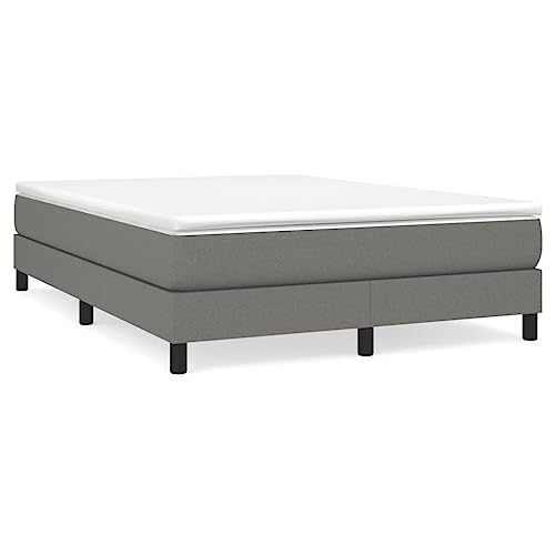 Full Bed Frame Dark Grey Upholstered Platform Bed, Modern Low Profile Polyester Fabric Mattress Foundation with Plywood Slats, Rectangular Slatted Bed for Bedroom, Grey - color: Grey, size: Full