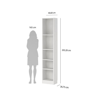 Tvilum Element 5 Shelf Narrow Bookcase, White