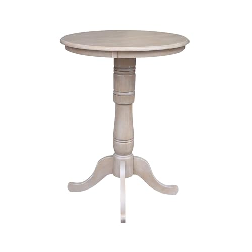 IC INTERNATIONAL CONCEPTS 30" Round Top Pedestal Dining Table, 40.9" High, Washed Gray Taupe - color: Washed Gray Taupe