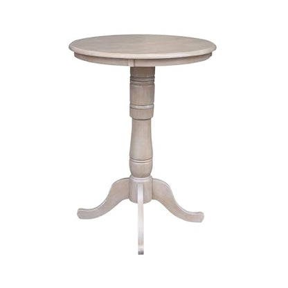 IC INTERNATIONAL CONCEPTS 30" Round Top Pedestal Dining Table, 40.9" High, Washed Gray Taupe - color: Washed Gray Taupe